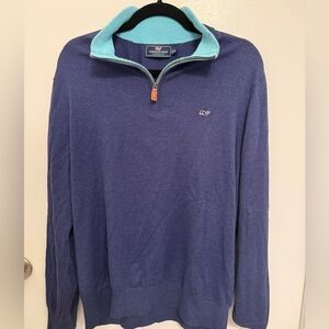 Vineyard Vines Performance Quarter Zip Sweater Navy/Teal Men’s XL